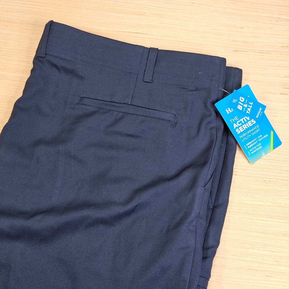 Haggar Active Flex Solid Woven Utility Short Mens 50 Navy Performance NEW
